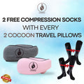 2 Free Compression Socks With 2 Cocoon Travel Pillows